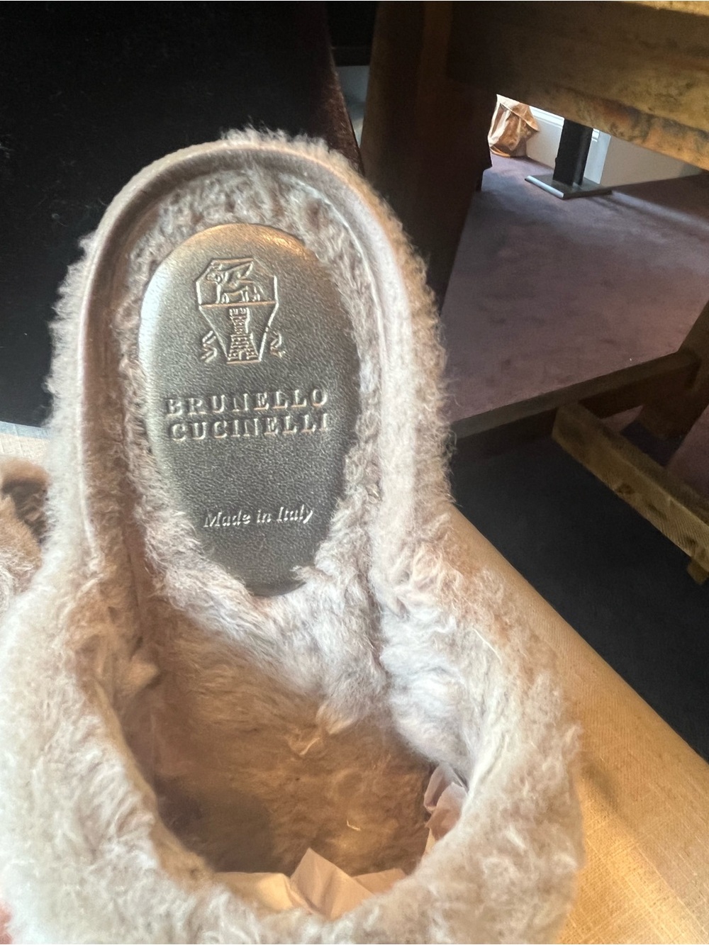 Brunello Cucinelli Metallic Fur lined women’s clogs size 37.5 - Picture 4 of 10